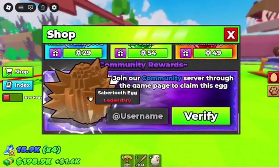 Game page shop note: join the community to claim Sabertooth