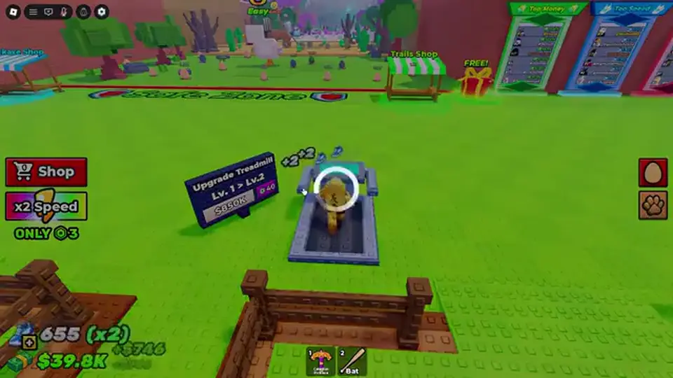 Treadmill upgrade priced at 40 Robux on the personal machine